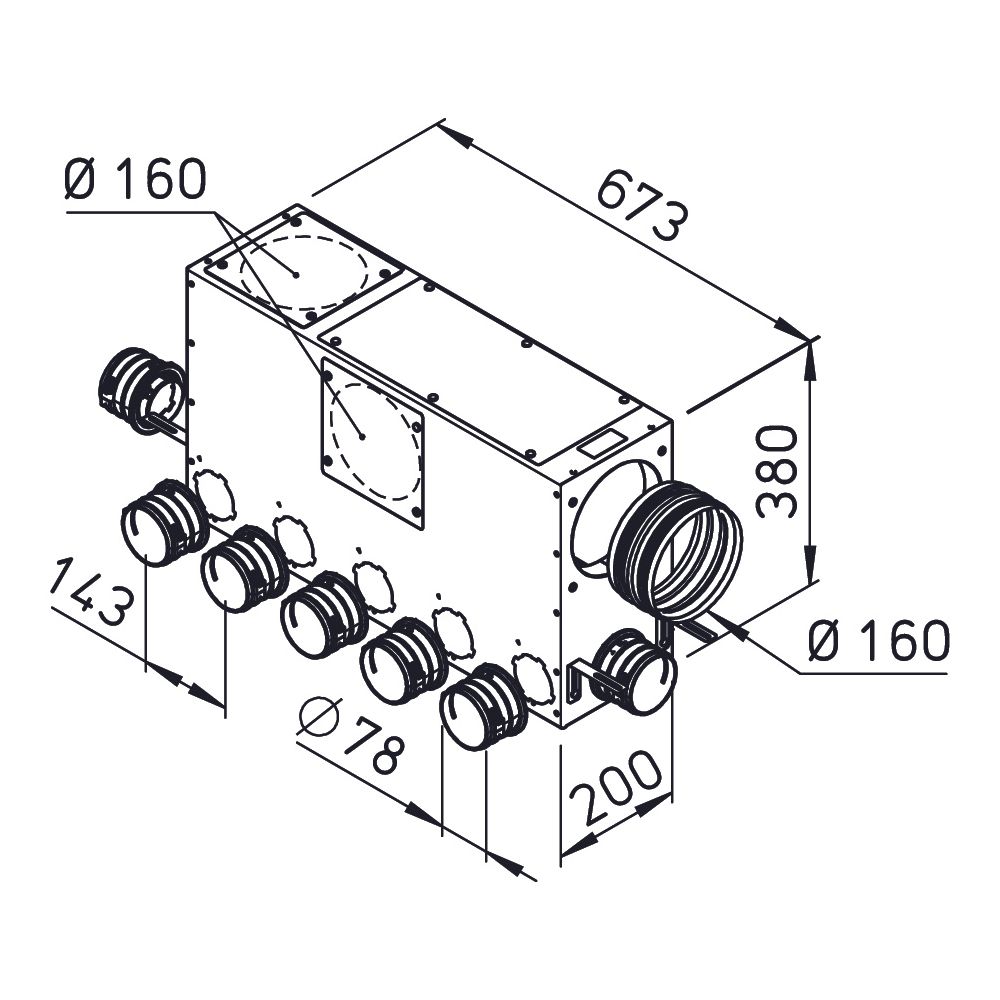 Helios FRS-MVK 5 und 2-75/160 H FlexPipe Multi-Verteilerkasten 7 Einzelstutzen rund DN 75... HELIOS-03835 4010184038351 (Abb. 2)