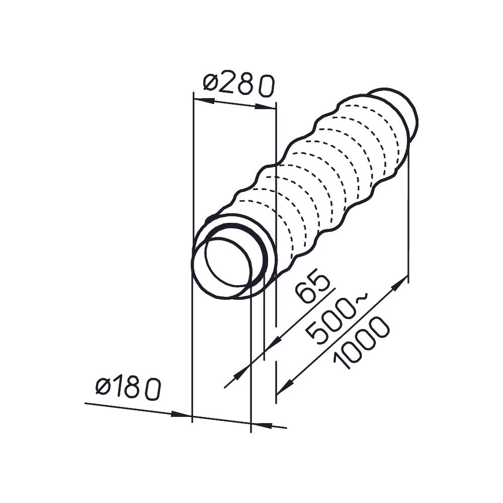 Helios SDE 180 Flexibler Rohrschalldämpfer elastisch DN 180, Länge 1m... HELIOS-00499 4010184004998 (Abb. 2)