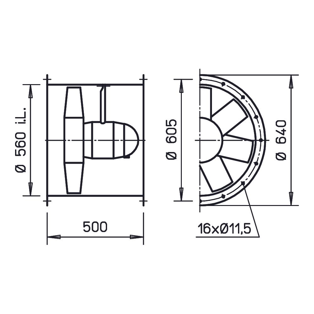 Helios HRFW EC 560 Axial-Hochleistungsventilator 1-PH 230V regelbar, 9740m3/h, 555W... HELIOS-04874 4010184048749 (Abb. 2)