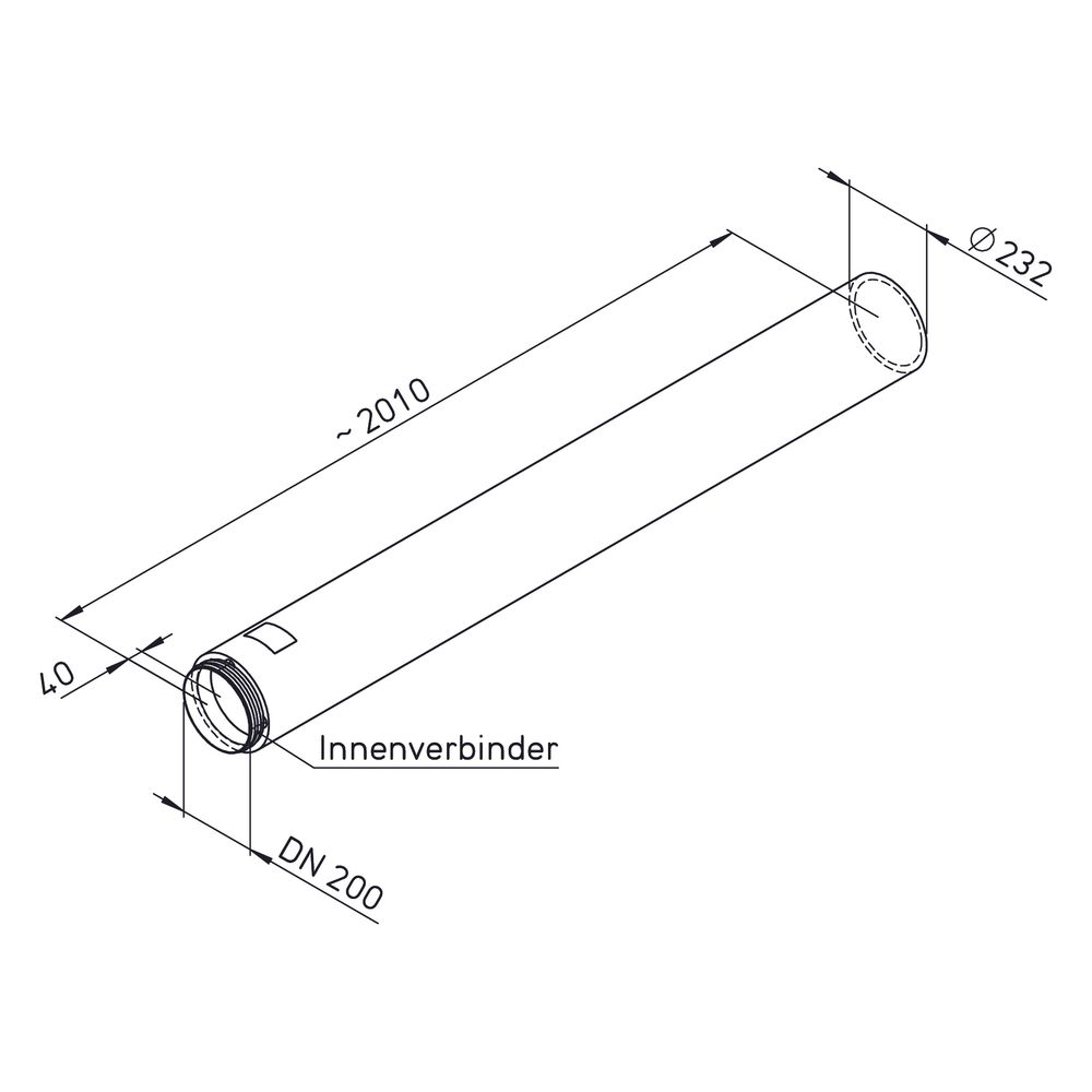 Helios IsoPipe Rohr IP 200/2000 mit Innenverbinder, 2000mm, DN 200... HELIOS-03810 4010184038108 (Abb. 2)