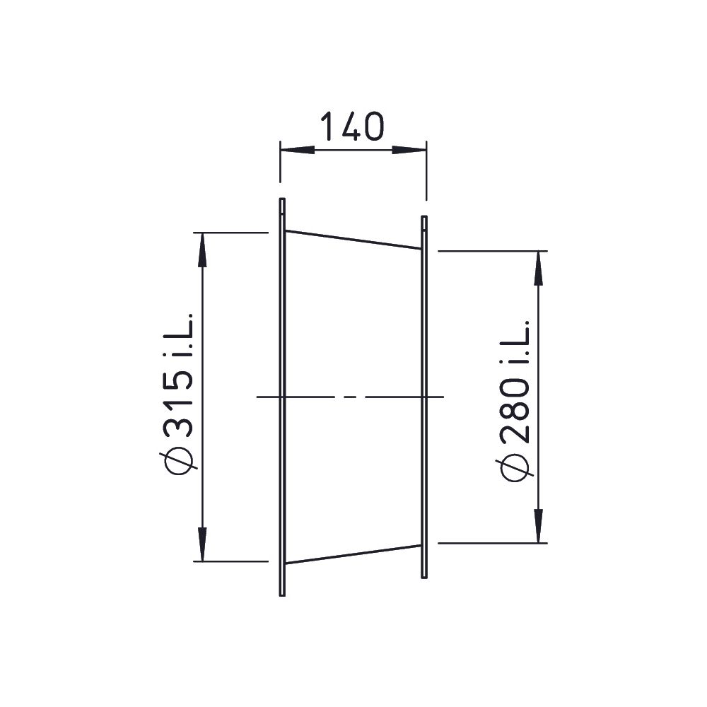 Helios DIF 280 Diffusor komplett, DN 280 auf DN 315, Länge 140mm... HELIOS-03551 4010184035510 (Abb. 2)