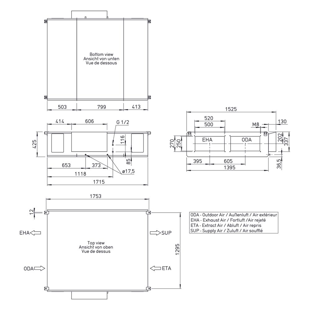 Helios Lüftungsgerät AIR1 XC 1400 L mit WRG Kreuzgegenstrom-WT, E-VHR, Decke, linke Ausfü... HELIOS-04332 4010184043324 (Abb. 2)