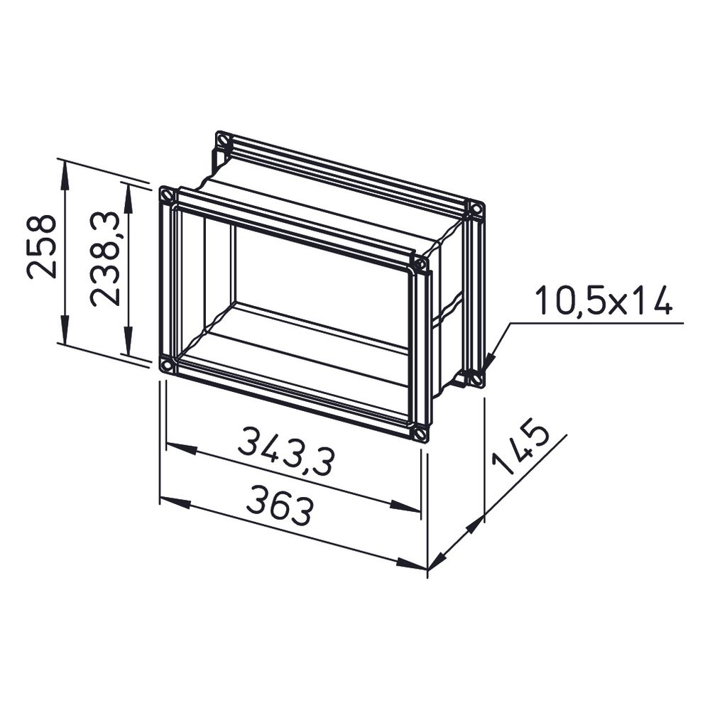 Helios Verbindungsstück AIR1-VS 31/21 flexibel rechteckig 363x145x258mm, mit Flanschen... HELIOS-04371 4010184043713 (Abb. 2)