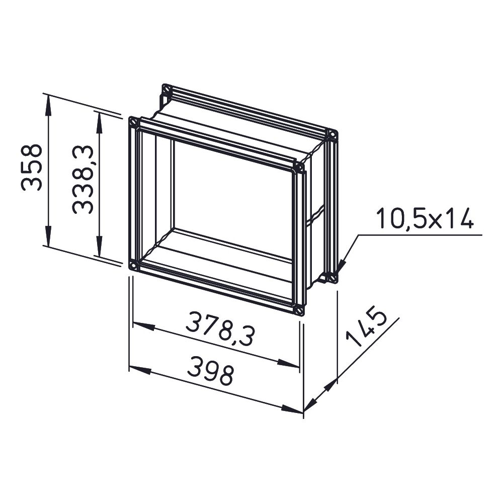 Helios Verbindungsstück AIR1-VS 35/31 flexibel rechteckig 396x145x356mm, mit Flanschen... HELIOS-04372 4010184043720 (Abb. 2)
