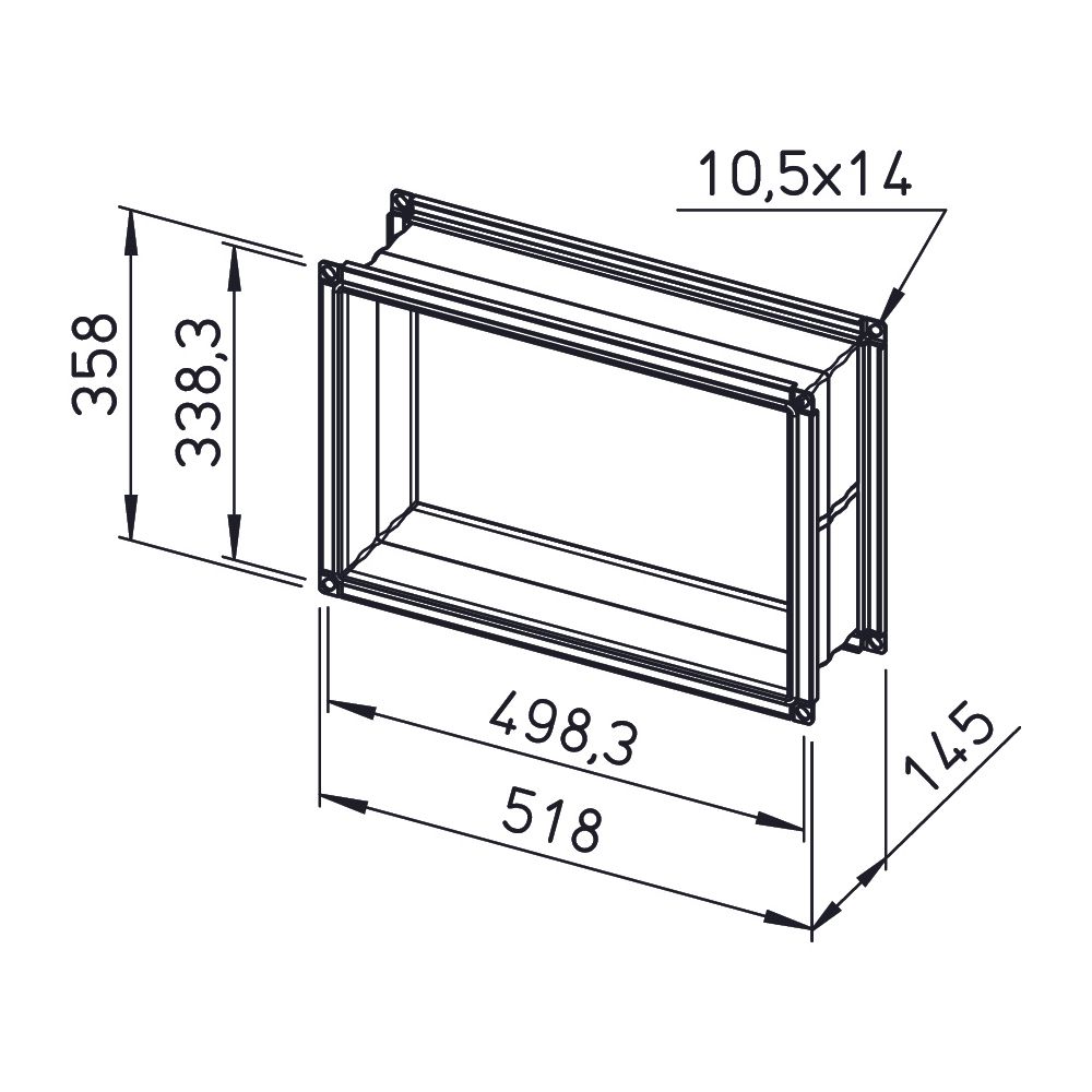 Helios Verbindungsstück AIR1-VS 47/31 flexibel rechteckig 516x145x356mm, mit Flanschen... HELIOS-04373 4010184043737 (Abb. 2)