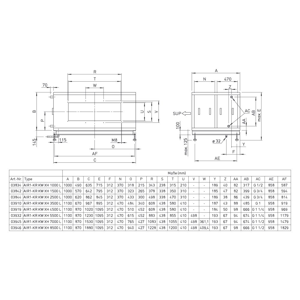 Helios Kühlregister Kaltwasser AIR1-KR KW XH 3500 L, Anschluss links, RAL 7047... HELIOS-03910 4010184039105 (Abb. 2)