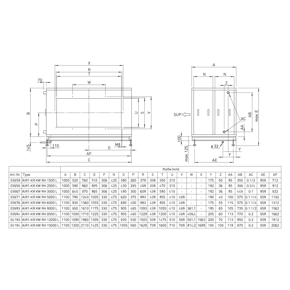 Helios Kühlregister Kaltwasser AIR1-KR KW RH 6000 L, Anschluss links, RAL 7047... HELIOS-03976 4010184039761 (Abb. 2)