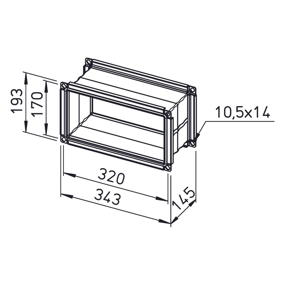 Helios Verbindungsstück AIR1-VS 30/15 flexibel rechteckig 338x145x188mm, mit Flanschen... HELIOS-07400 4010184074007 (Abb. 2)