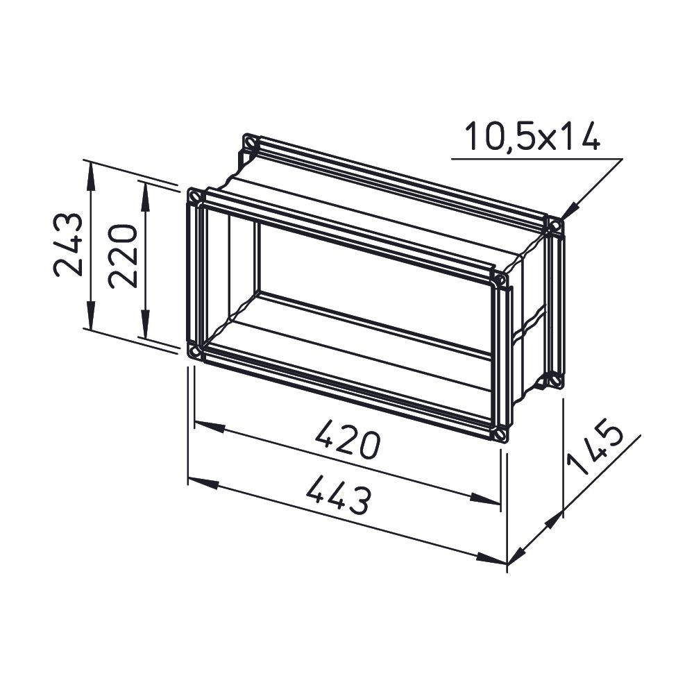 Helios Verbindungsstück AIR1-VS 40/20 flexibel rechteckig 440x145x240mm, mit Flanschen... HELIOS-07403 4010184074038 (Abb. 2)