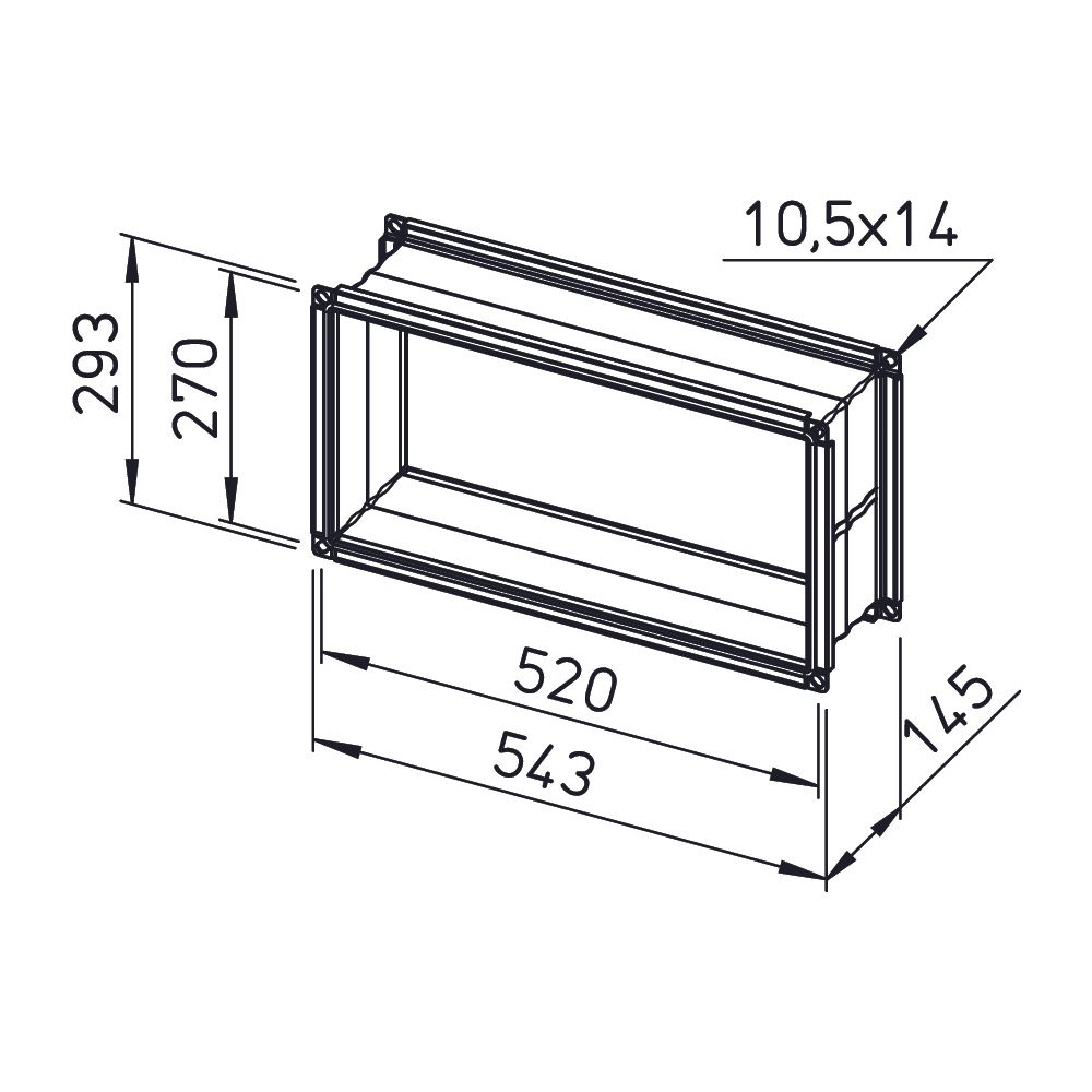 Helios Verbindungsstück AIR1-VS 50/25 flexibel rechteckig 538x145x288mm, mit Flanschen... HELIOS-07404 4010184074045 (Abb. 2)