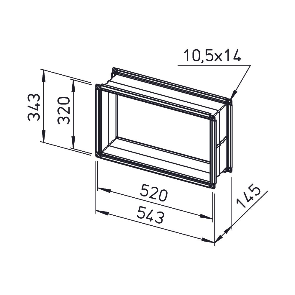 Helios Verbindungsstück AIR1-VS 50/30 flexibel rechteckig 538x145x388mm, mit Flanschen... HELIOS-07407 4010184074076 (Abb. 2)