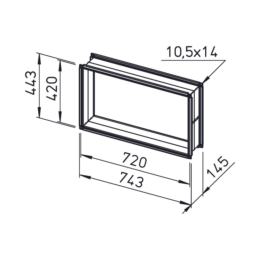 Helios Verbindungsstück AIR1-VS 70/40 flexibel rechteckig 738x145x438mm, mit Flanschen... HELIOS-07408 4010184074083 (Abb. 2)