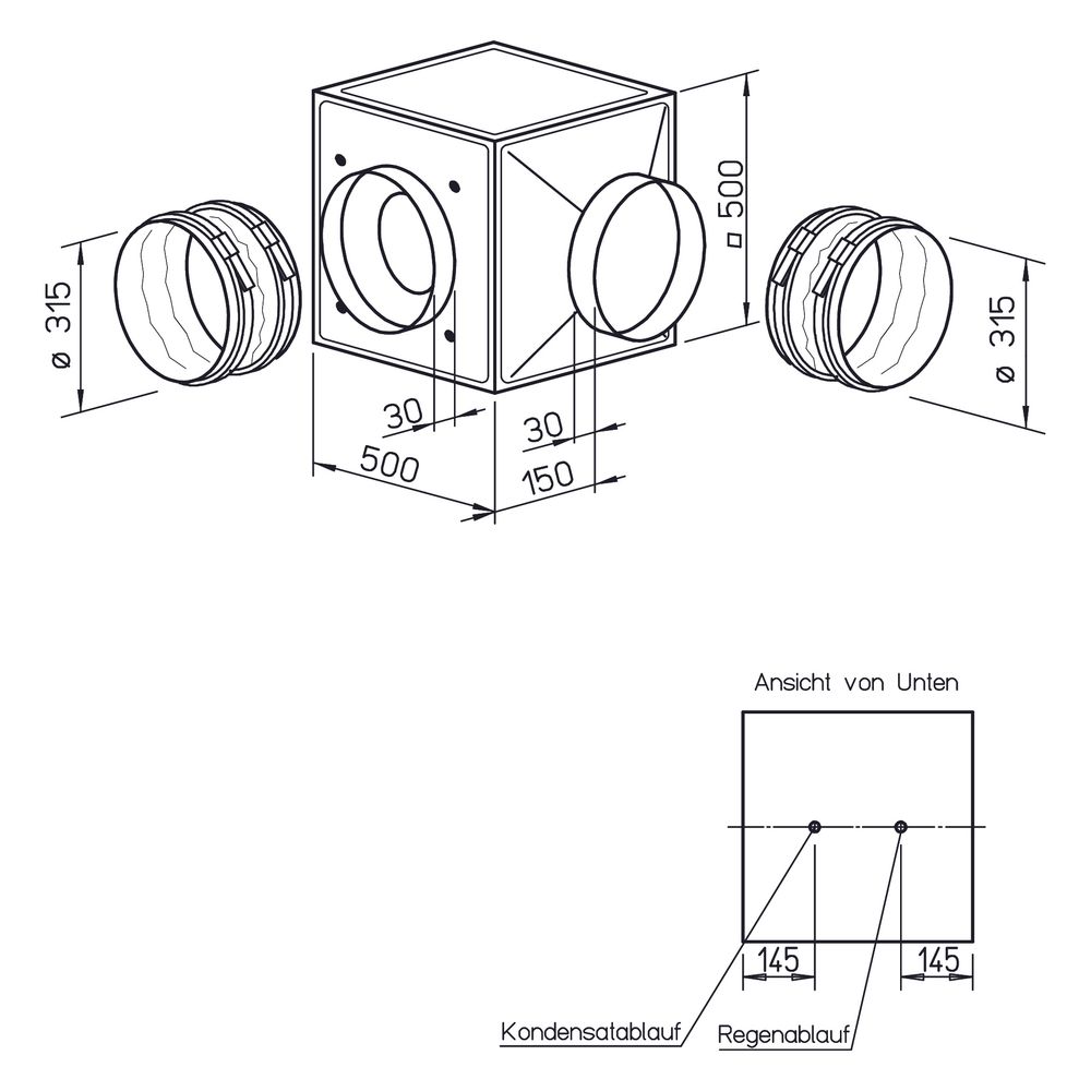 Helios GBW EC 315 A T120 Gigabox EC inkl. Formstück und flexiblen Manschetten DN 315, 1-P... HELIOS-06370 4010184063704 (Abb. 2)