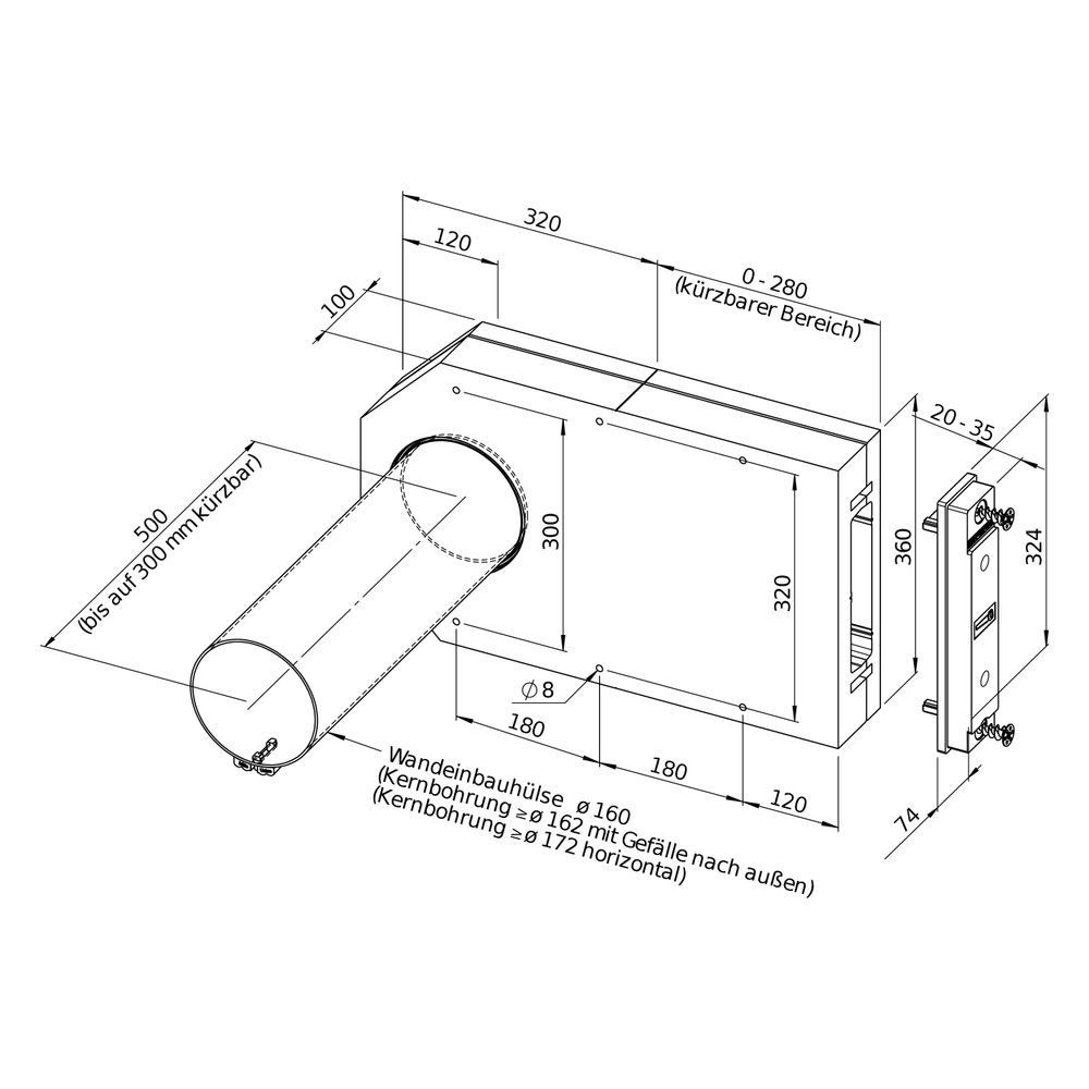 Helios Rohbaupaket KWL 45-160 LE-RP, Laibung mit Laibungskanal und Wandeinbauhülse... HELIOS-08160 4010184081609 (Abb. 3)