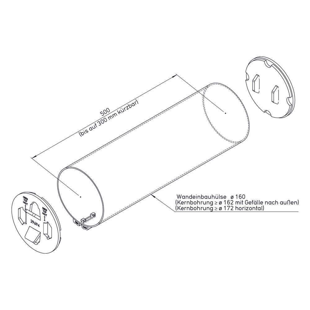 Helios KWL 45-160 WH Wandeinbauhülse DN 160, Länge 500mm... HELIOS-09319 4010184093190 (Abb. 2)