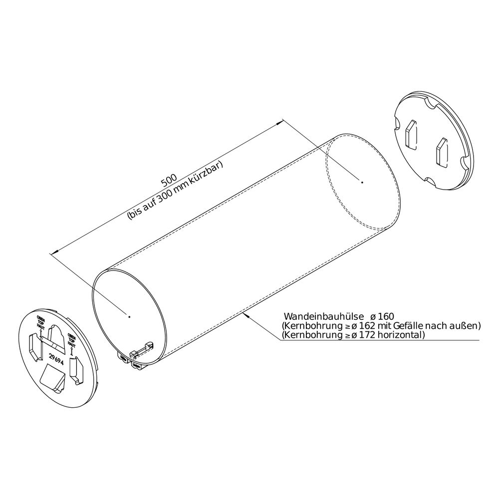 Helios Wandeinbauhülse KWL 45-160 WH, Länge 500mm, DN 160... HELIOS-09319 4010184093190 (Abb. 3)