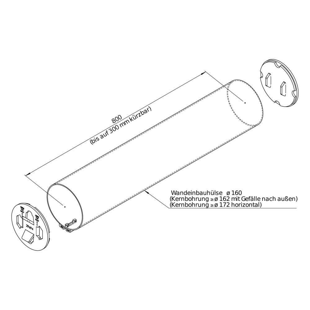 Helios Wandeinbauhülse KWL 45-160 WH-L, Länge 800mm, DN 160... HELIOS-09320 4010184093206 (Abb. 3)