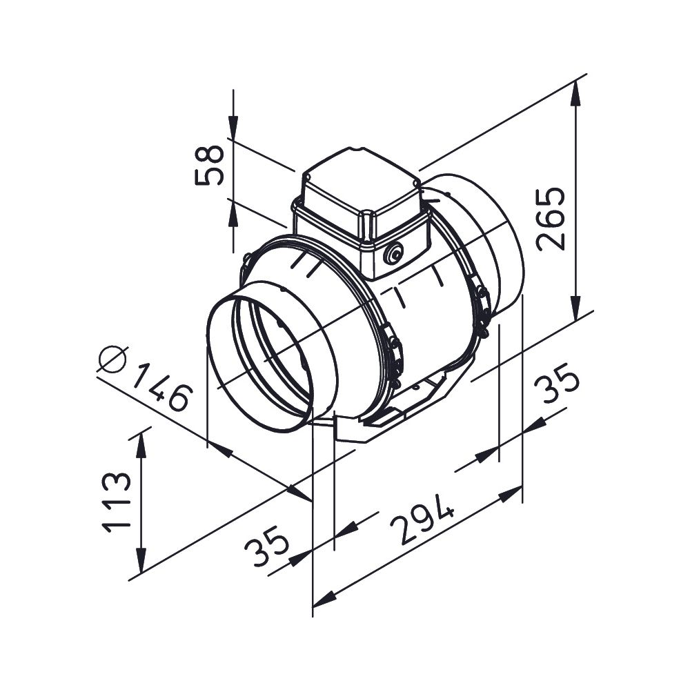 Helios MV EC 150 Multivent-Rohrventilator EC 1-PH 230V regelbar, 600m3/h, 68W, DN 150... HELIOS-09307 4010184093077 (Abb. 2)