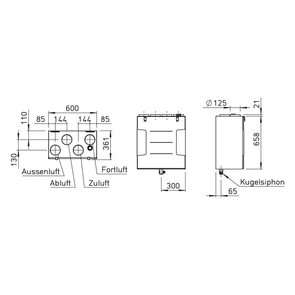 Helios KWL 200 W L Lüftungsgerät links mit WRG, max. 166m3/h, 130W, 230V, EC-Motoren, Aut... HELIOS-40046 4010184400462 (Abb. 2)