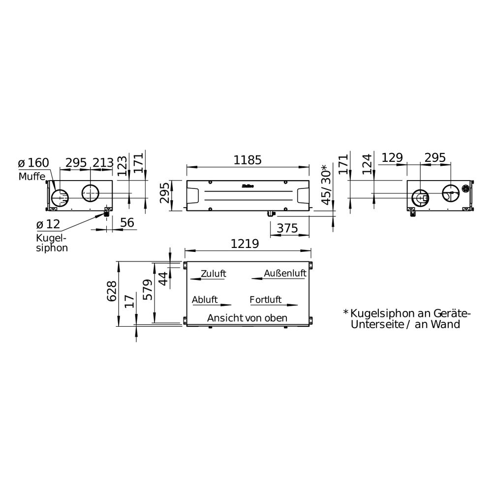 Helios Decken-Lüftungsgerät KWL 340 D R, rechts, mit WRG, EC-Motoren, Auto-Bypass und Web... HELIOS-40059 4010184400592 (Abb. 2)