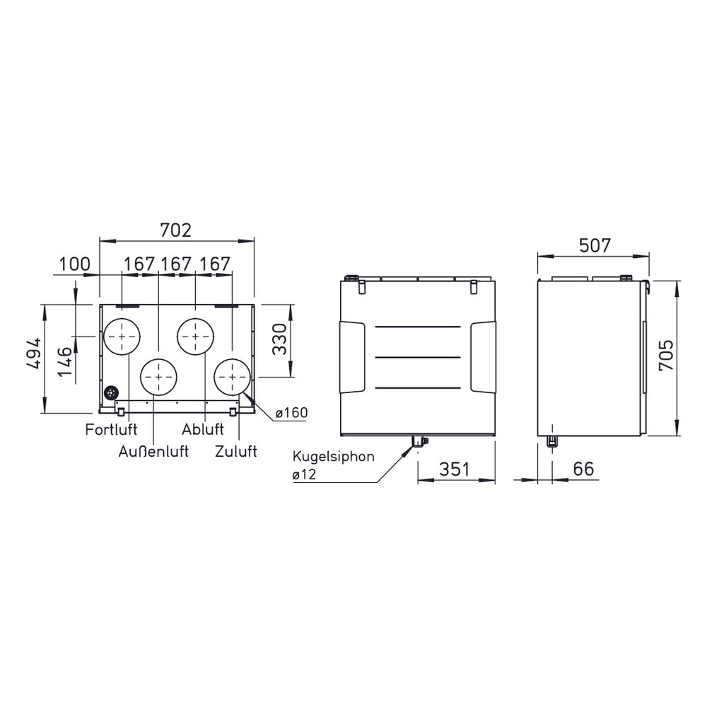 Helios KWL 500 W L Lüftungsgerät links mit WRG, max. 490m3/h, 580W, 230V, EC-Motoren, Aut... HELIOS-40054 4010184400547 (Abb. 2)