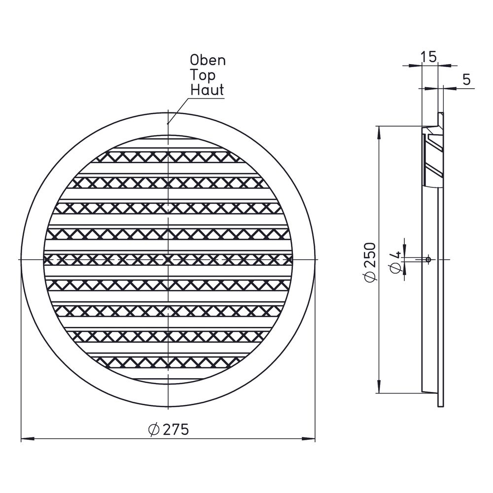 Helios FGR 250 Fassadengitter rund DN 250, Aluminium... HELIOS-40181 4010184401810 (Abb. 2)