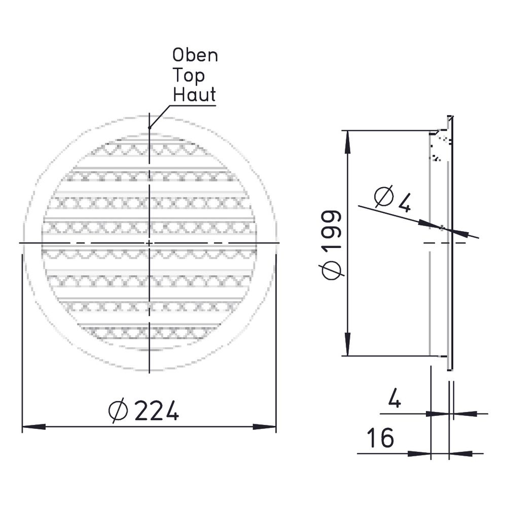 Helios FGR 200 Fassadengitter rund DN 200, Aluminium... HELIOS-40199 4010184401995 (Abb. 2)