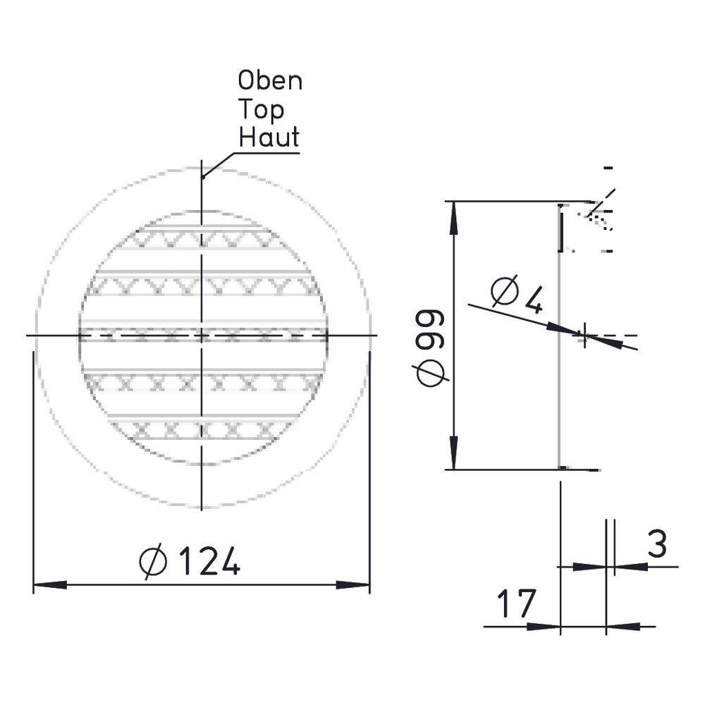 Helios FGR 100 Fassadengitter rund DN 100, Aluminium... HELIOS-40196 4010184401964 (Abb. 2)