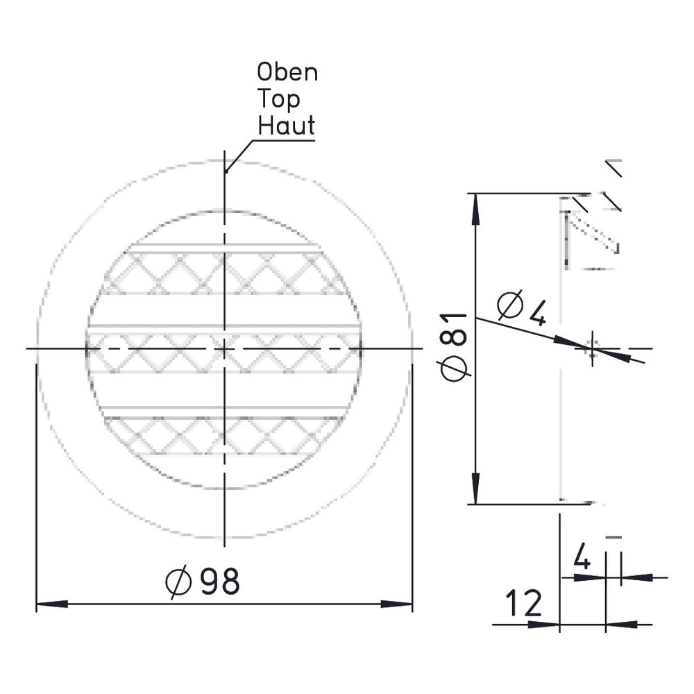 Helios FGR 80 Fassadengitter rund DN 80, Aluminium... HELIOS-40195 4010184401957 (Abb. 2)
