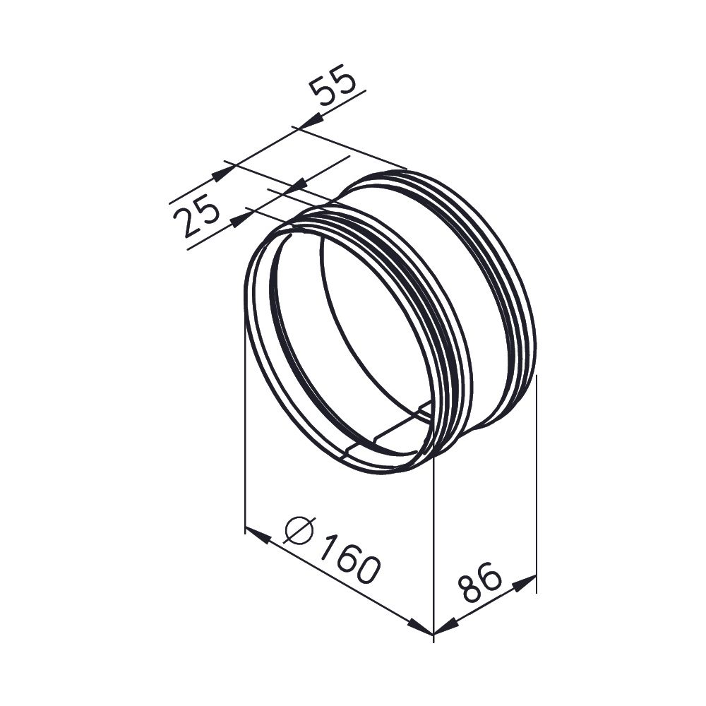 Helios Rohrverbinder RVBD 160 L, mit Dichtung, für Anschluss von Lüftungsrohren/IsoPipe-R... HELIOS-40164 4010184401643 (Abb. 2)