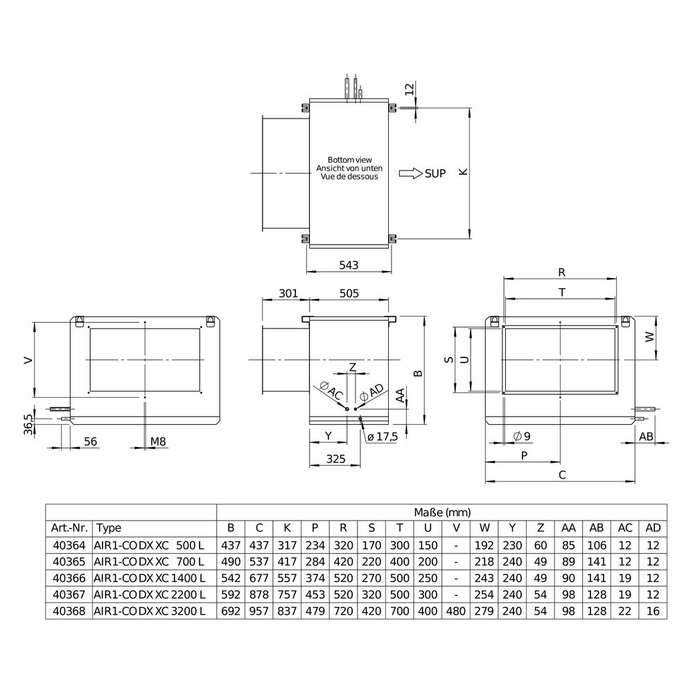 Helios Direktverdampfer AIR1-CO DX XC 500 L als Change-over-Register, Anschluss links, RA... HELIOS-40364 4010184403647 (Abb. 2)