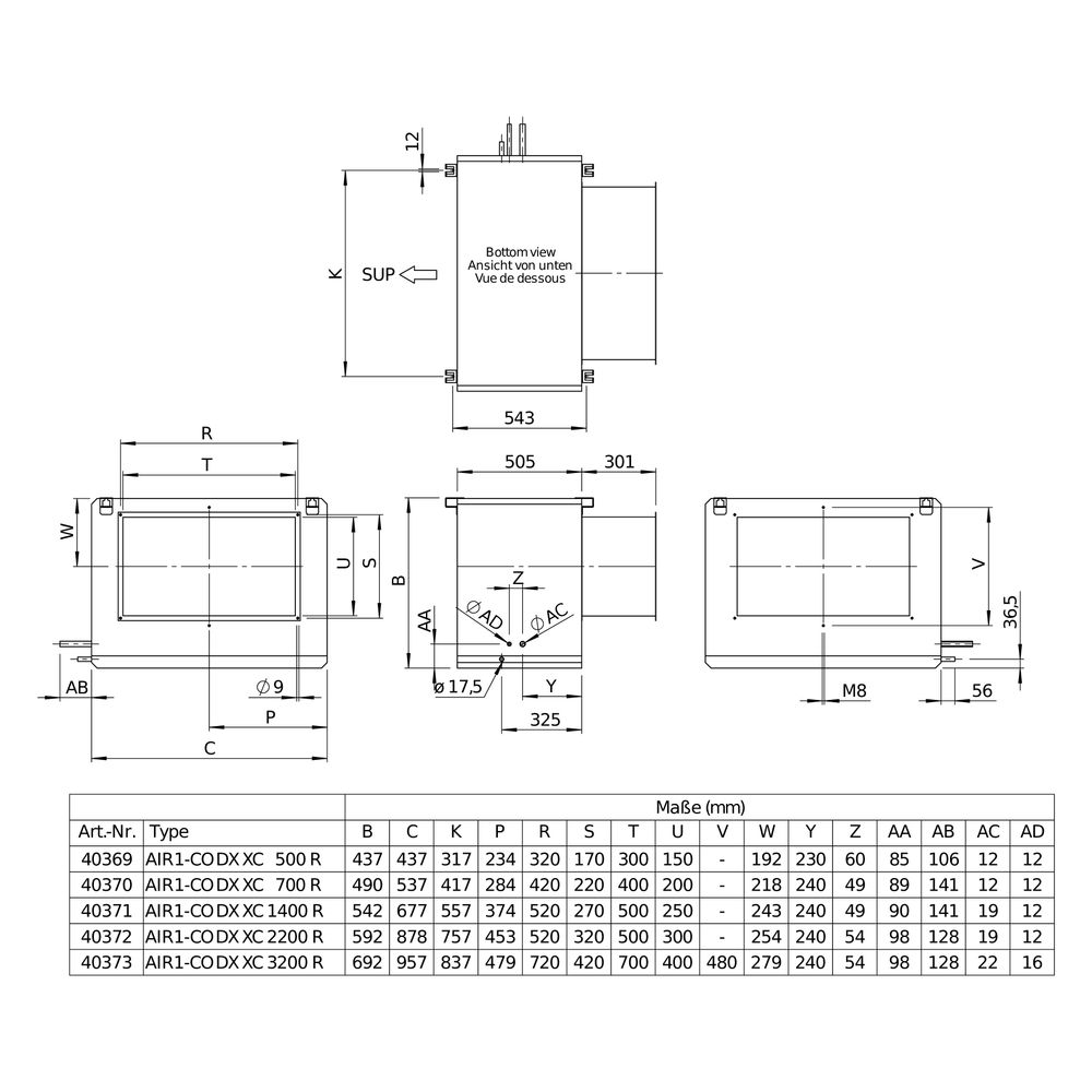 Helios Direktverdampfer AIR1-CO DX XC 500 R als Change-over-Register, Anschluss rechts, R... HELIOS-40369 4010184403692 (Abb. 2)