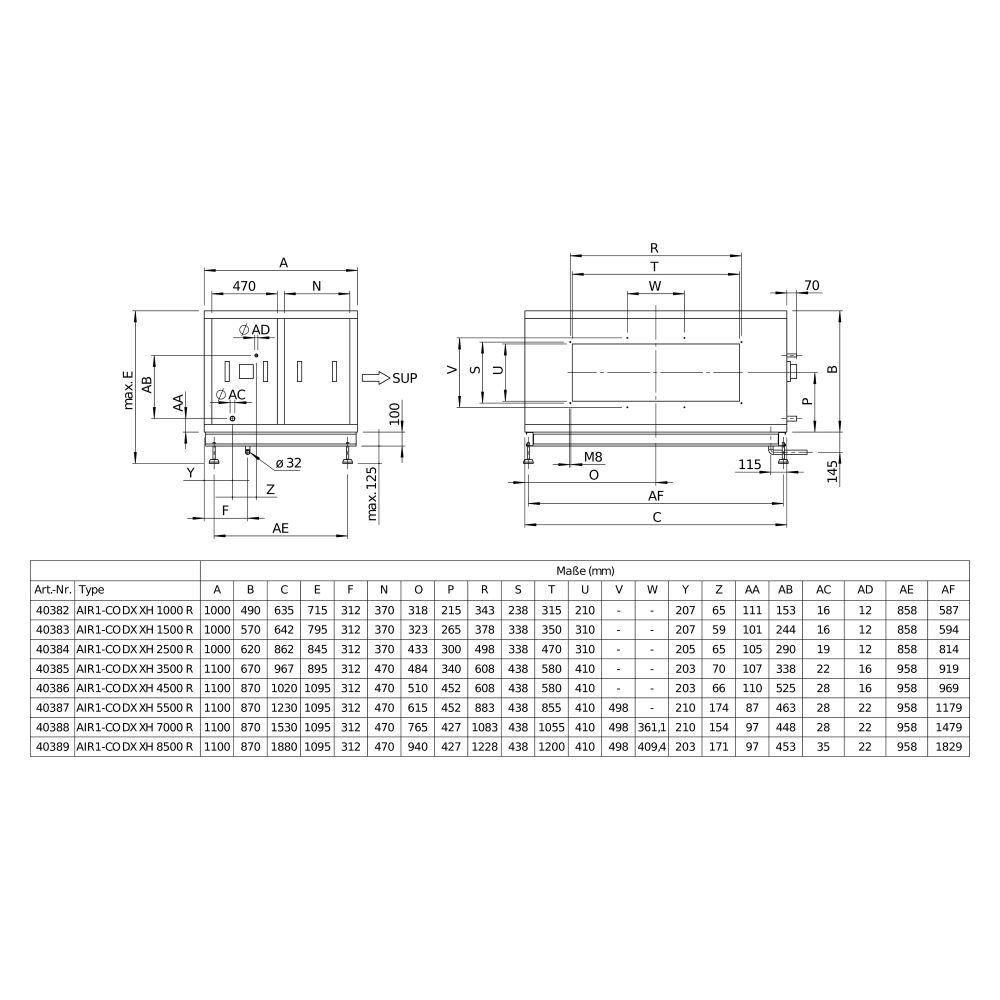Helios Direktverdampfer AIR1-CO DX XH 3500 R als Change-over-Register, Anschluss rechts, ... HELIOS-40385 4010184403852 (Abb. 2)
