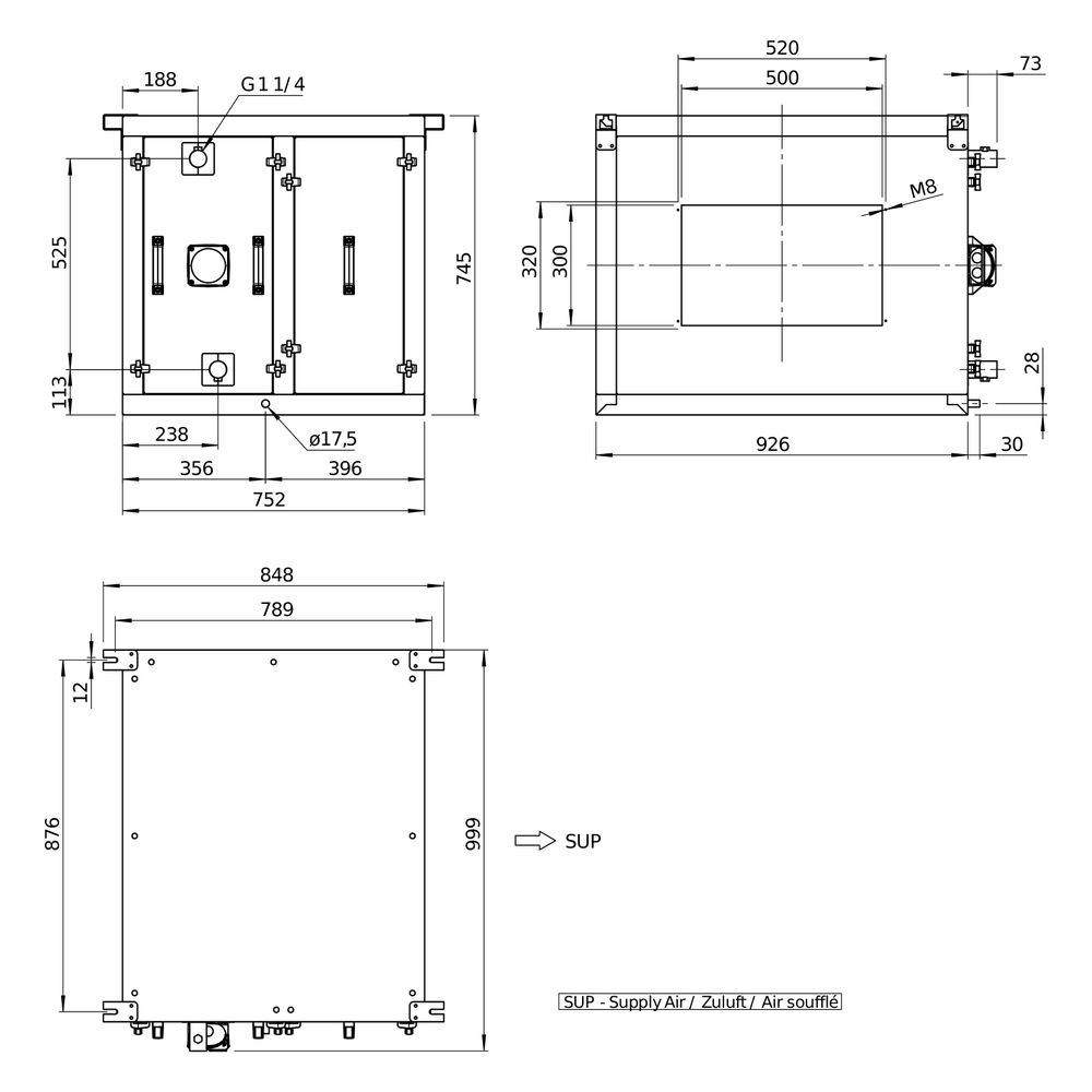 Helios Kühlregister Kaltwasser AIR1-KR KW XVP 2500 R, Anschluss rechts, RAL 7047... HELIOS-40500 4010184405009 (Abb. 3)