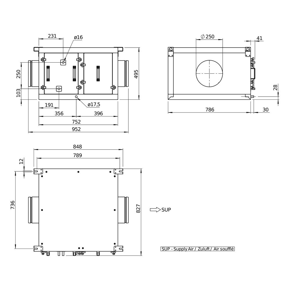 Helios Direktverdampfer AIR1-CO DX XVP 850 R als Change-over-Register, Anschluss rechts... HELIOS-40479 4010184404798 (Abb. 4)