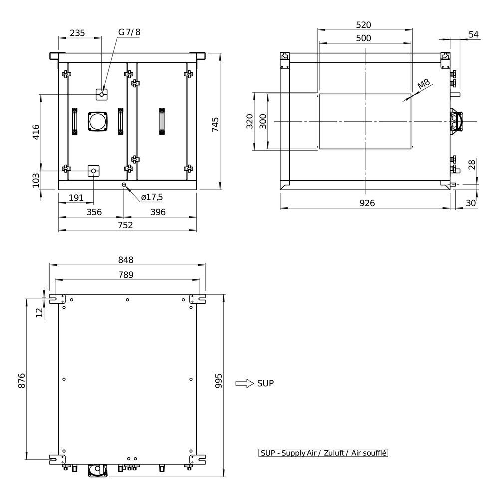 Helios Direktverdampfer AIR1-CO DX XVP 2500 R als Change-over-Register, Anschluss rechts... HELIOS-40506 4010184405061 (Abb. 3)