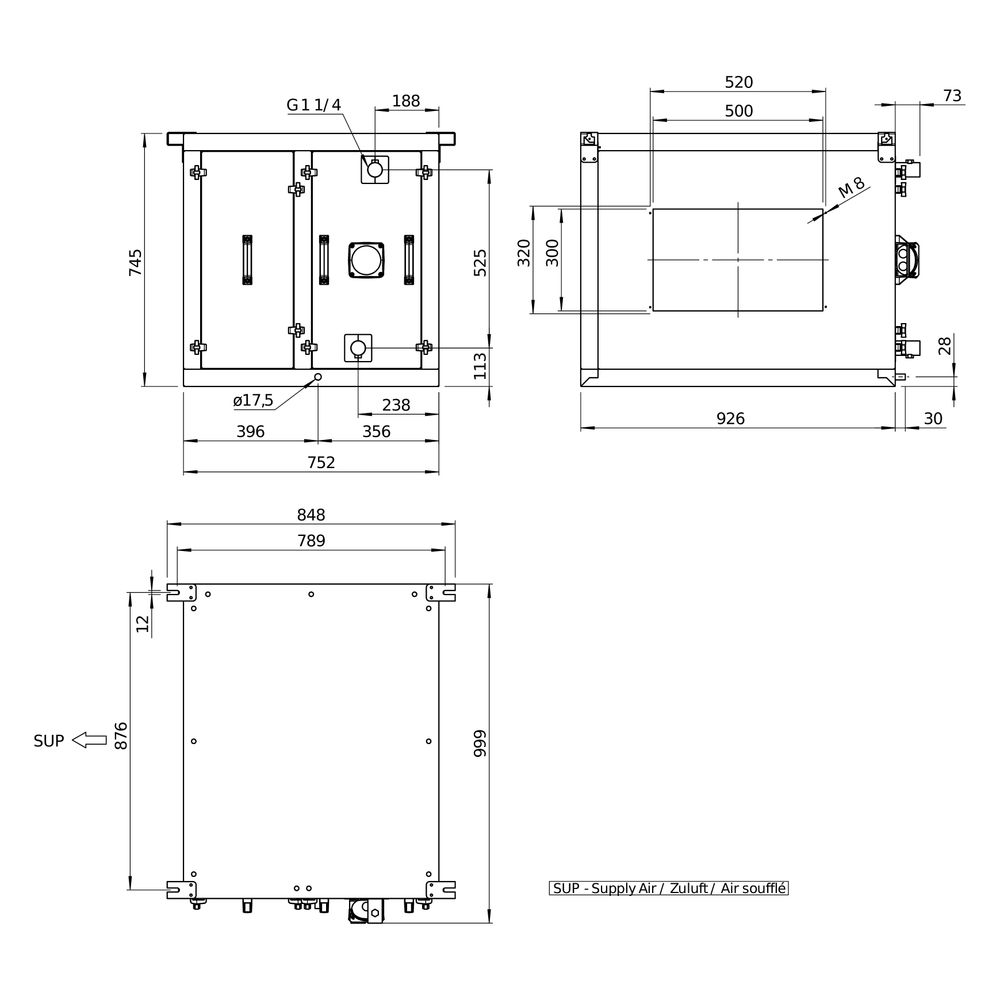 Helios Kühlregister Kaltwasser AIR1-KR KW XVP 2500 L, Anschluss links, RAL 7047... HELIOS-40499 4010184404996 (Abb. 3)