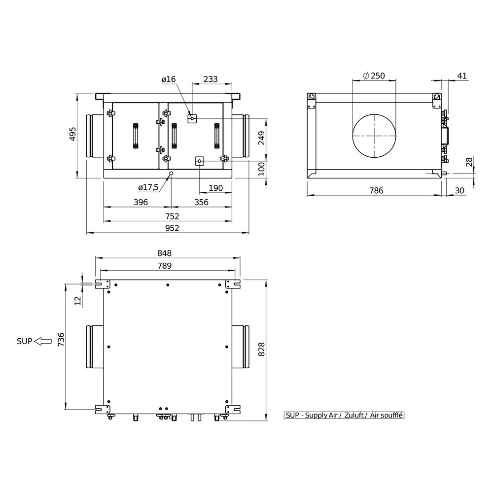 Helios Direktverdampfer AIR1-CO DX XVP 850 L als Change-over-Register, Anschluss links... HELIOS-40478 4010184404781 (Abb. 4)
