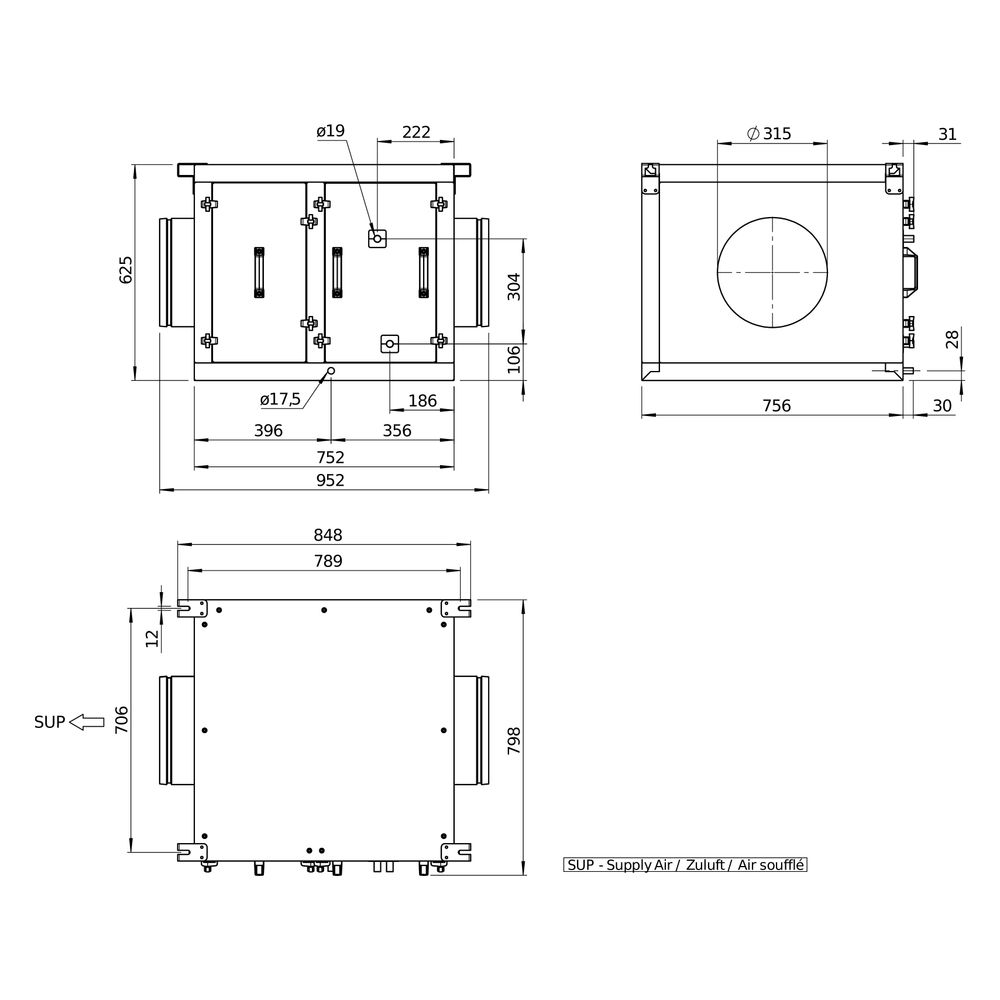 Helios Direktverdampfer AIR1-CO DX XVP 1250 L als Change-over-Register, Anschluss links... HELIOS-40487 4010184404873 (Abb. 4)