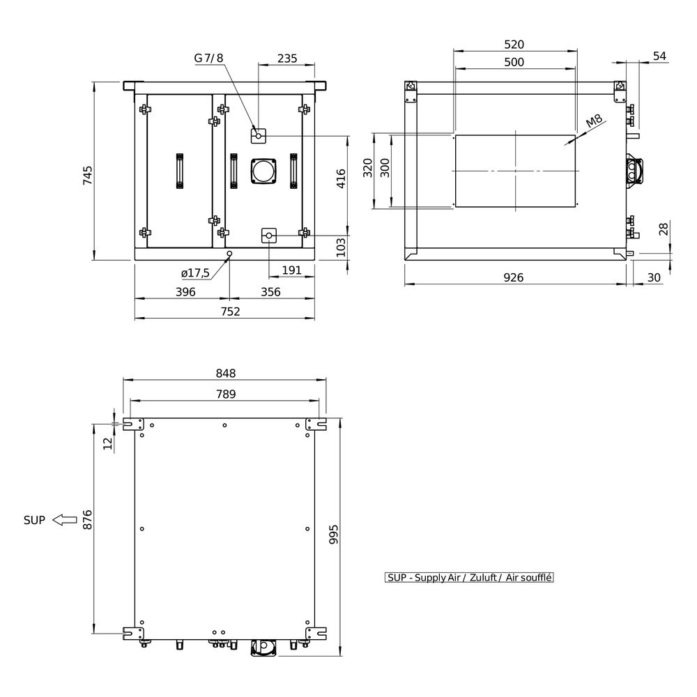 Helios Direktverdampfer AIR1-CO DX XVP 2500 L als Change-over-Register, Anschluss links... HELIOS-40505 4010184405054 (Abb. 3)