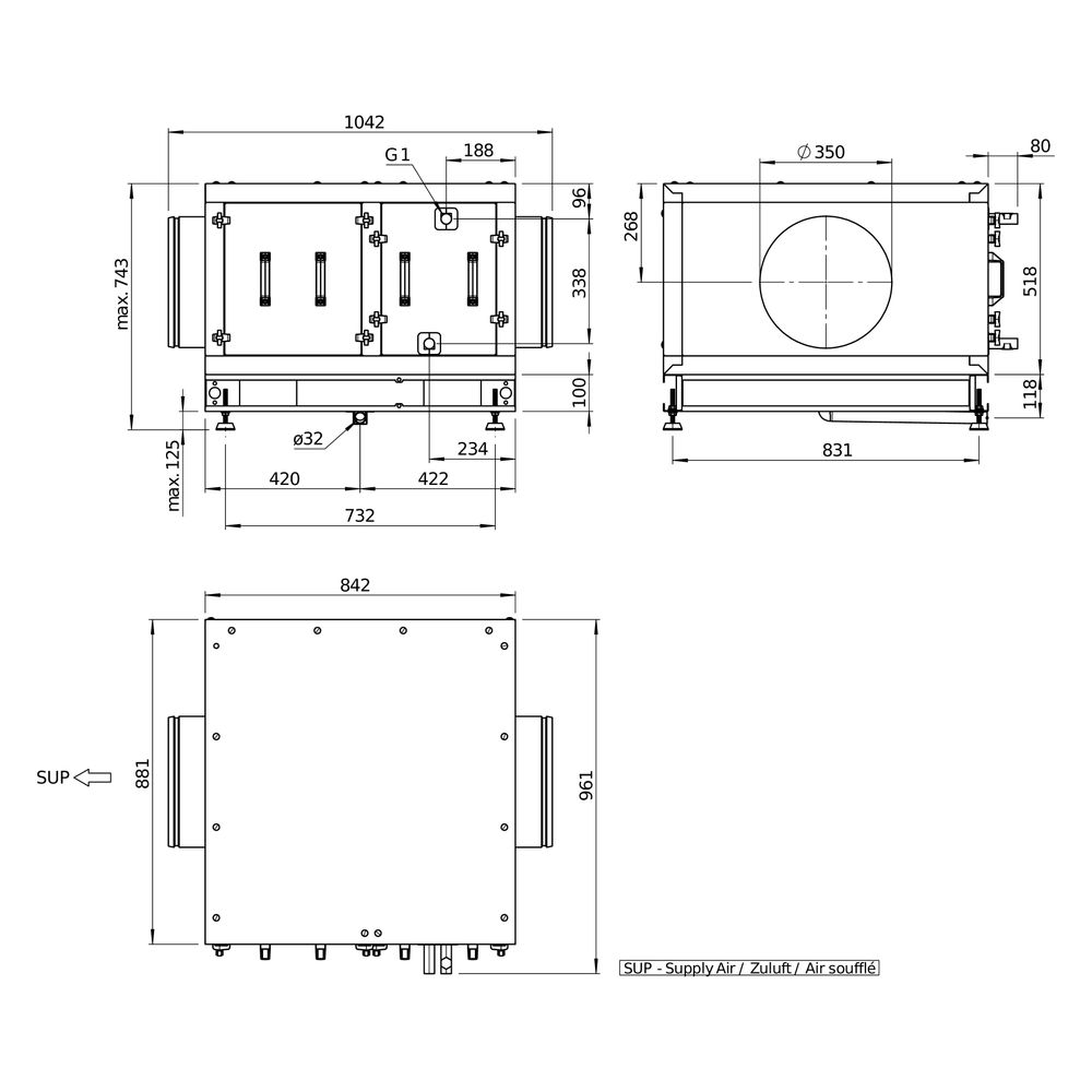 Helios Kühlregister Kaltwasser AIR1-KR KW XHP 1500 L, Anschluss links, RAL 7047... HELIOS-40576 4010184405764 (Abb. 3)