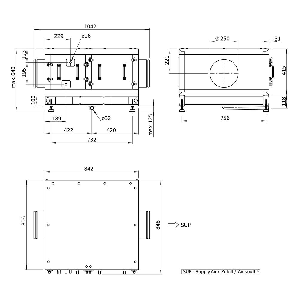 Helios Direktverdampfer AIR1-CO DX XHP 750 R als Change-over-Register, Anschluss rechts... HELIOS-40555 4010184405559 (Abb. 3)