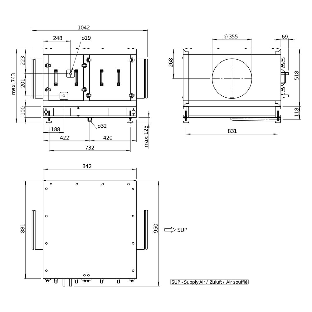 Helios Direktverdampfer AIR1-CO DX XHP 1500 R als Change-over-Register, Anschluss rechts... HELIOS-40579 4010184405795 (Abb. 3)