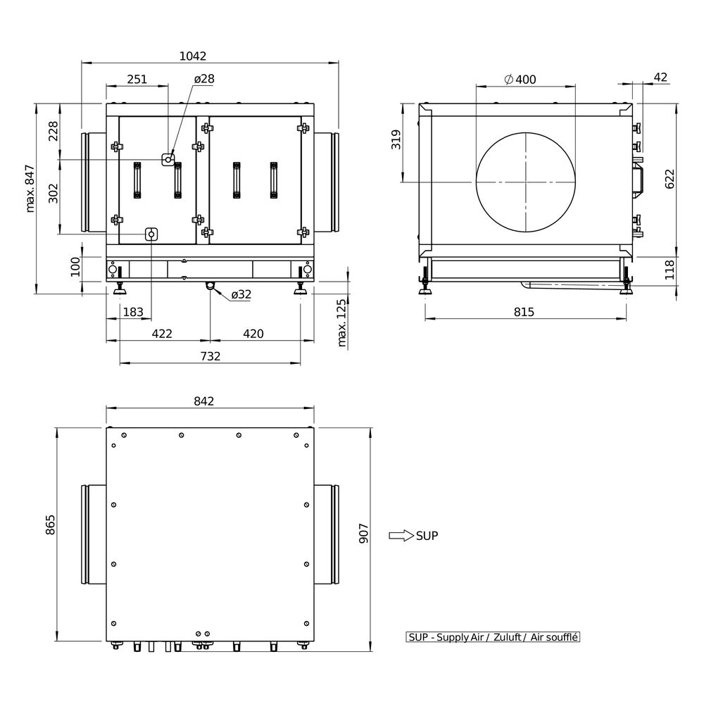 Helios Direktverdampfer AIR1-CO DX XHP 2500 R als Change-over-Register, Anschluss rechts... HELIOS-40590 4010184405900 (Abb. 3)