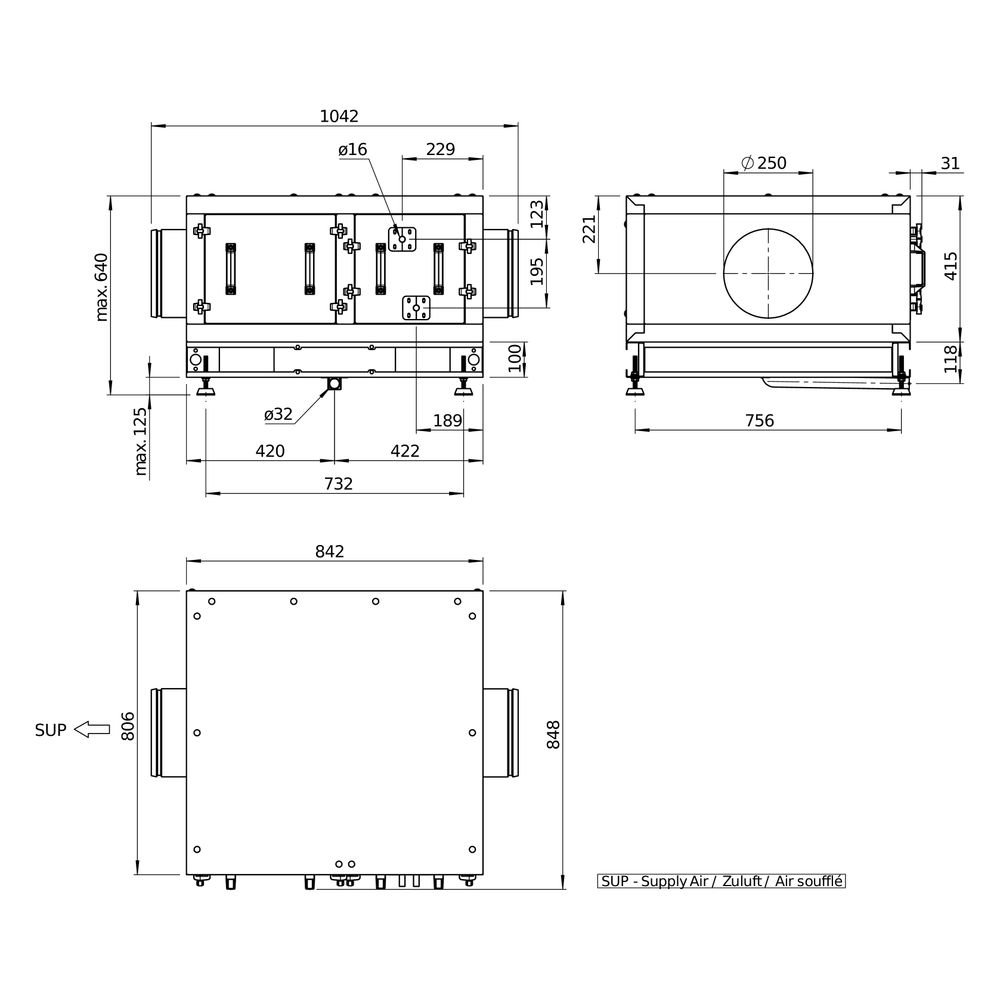 Helios Direktverdampfer AIR1-CO DX XHP 750 L als Change-over-Register, Anschluss links... HELIOS-40554 4010184405542 (Abb. 3)