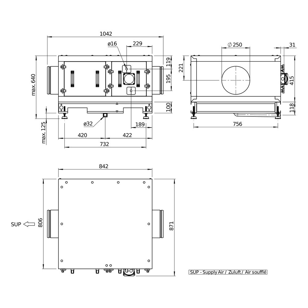 Helios Direktverdampfer AIR1-CO DX XHP 1000 L als Change-over-Register, Anschluss links... HELIOS-40565 4010184405658 (Abb. 2)