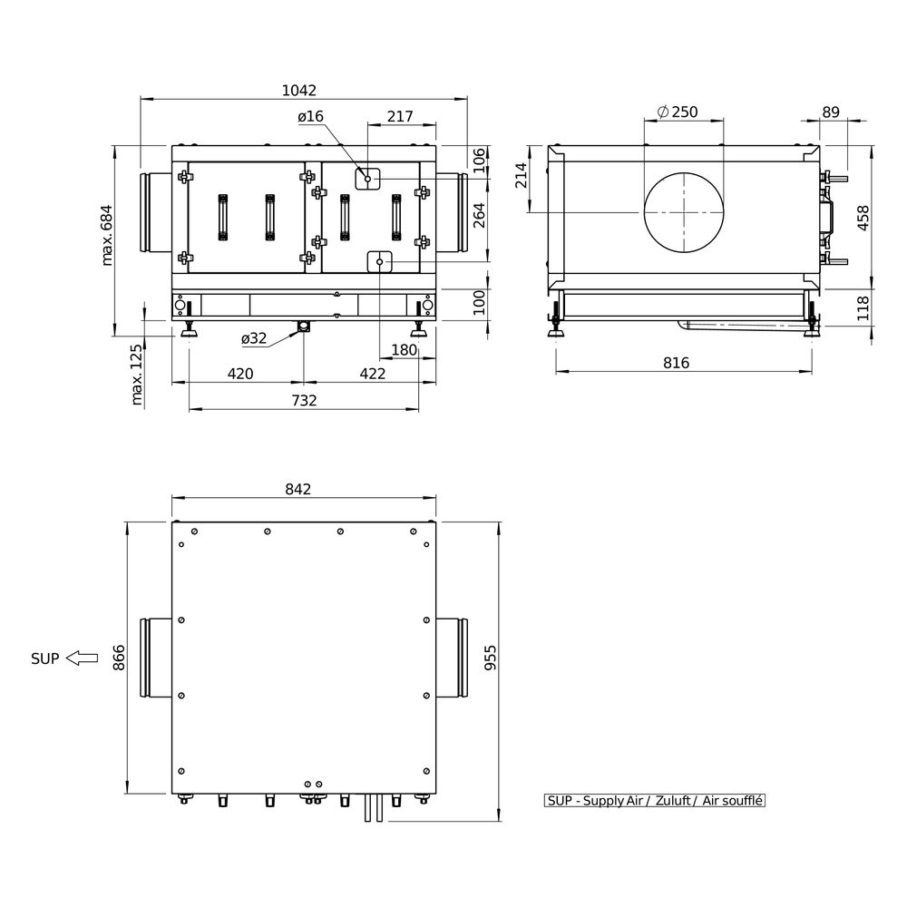 Helios Direktverdampfer AIR1-CO DX XHP 1000 L als Change-over-Register, Anschluss links... HELIOS-40565 4010184405658 (Abb. 3)