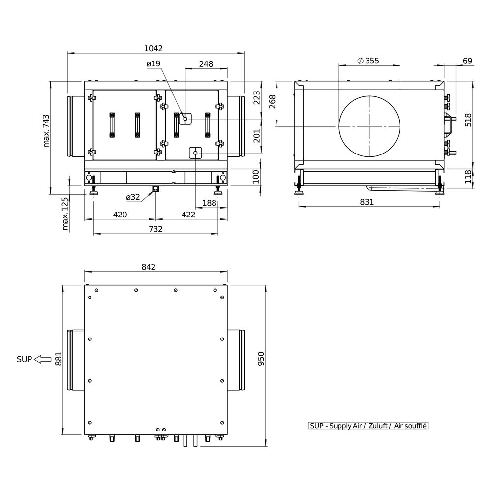 Helios Direktverdampfer AIR1-CO DX XHP 1500 L als Change-over-Register, Anschluss links... HELIOS-40578 4010184405788 (Abb. 3)