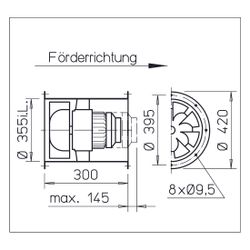 Helios VARW 355/4 TK Radax Hochdruck-Rohrventilator 1-PH, 230V, 3470m3/h, 370W... HELIOS-06682 4010184066828 (Abb. 1)