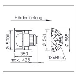 Helios VARD 500/2 KL Radax Hochdruck-Rohrventilator 3-PH IE3, 400V, 21730m3/h, 15,7kW... HELIOS-06705 4010184067054 (Abb. 1)